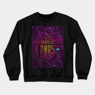 Bengaluru, India City Map Typography - Neon Crewneck Sweatshirt